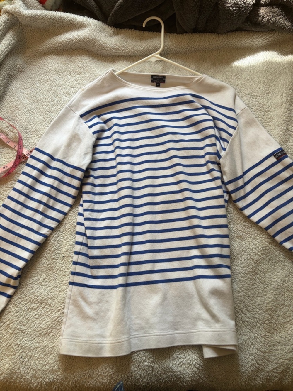 ArmorLux x 727 Sailbags Breton shirt Nautical Blue & White Striped Boatneck Top